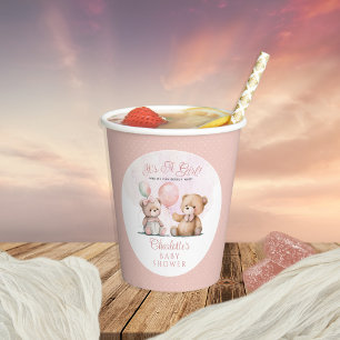 Vasos De Papel Teddy Oce es un Chica espera temprano Baby Shower