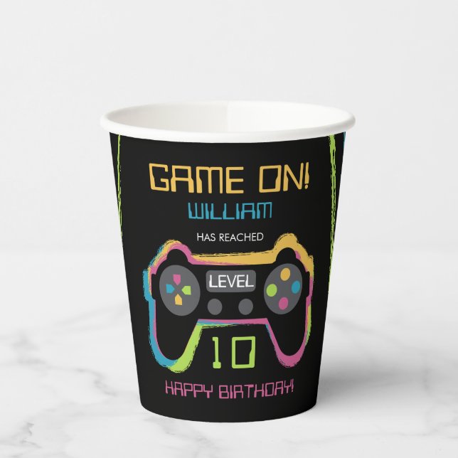 Vasos De Papel Teen Gaming Gamer Video Game Player Birthday (Izquierda)