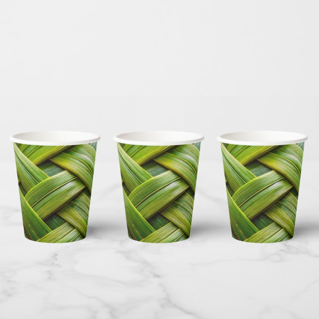 Vasos De Papel Tejido de bambú fresco verde (Multi)