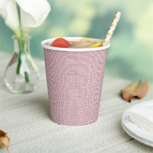 Vasos De Papel Tela de lino falso rosa elegante 