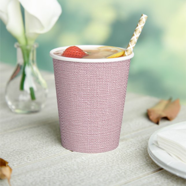 Vasos De Papel Tela de lino falso rosa elegante  (in situ)