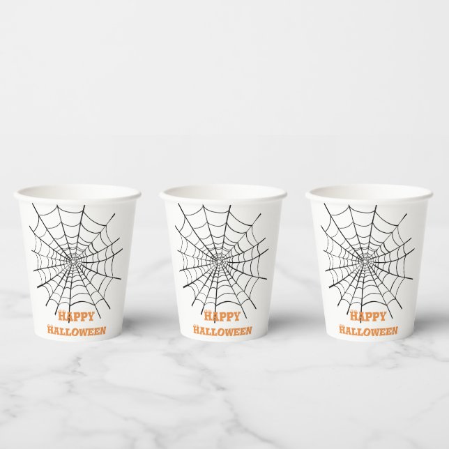 Vasos De Papel Telaraña de Halloween y ojos (Multi)