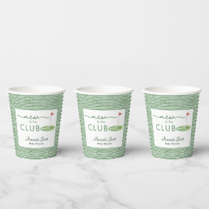Vasos De Papel Tema de Baby Shower "Green New to the Club Golf"