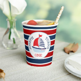 Vasos De Papel Tema de barco de vela náutico lindo