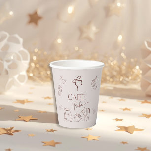 Vasos De Papel Tema de Café Café Beige Bebe Bebé en Camino Fiesta