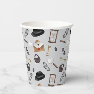 Vasos De Papel Tema de detectives de agentes secretos misteriosos