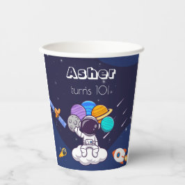 Vasos De Papel Tema de fiesta de astronauta espacial azul marino