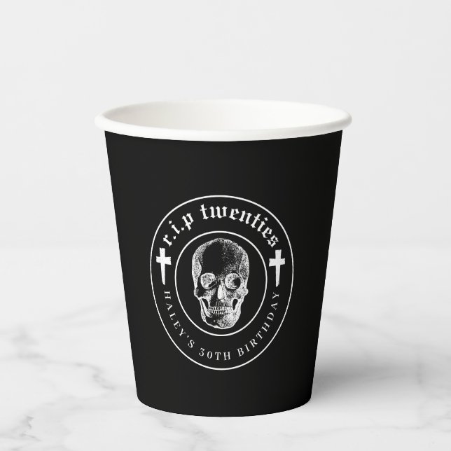 Vasos De Papel Tema de funeral RIP Veintes 20s Divertido Cumpleañ (Anverso)