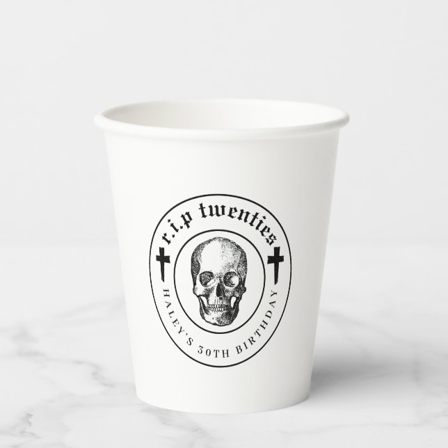 Vasos De Papel Tema de funeral RIP Veintes 20s Divertido Cumpleañ (Anverso)