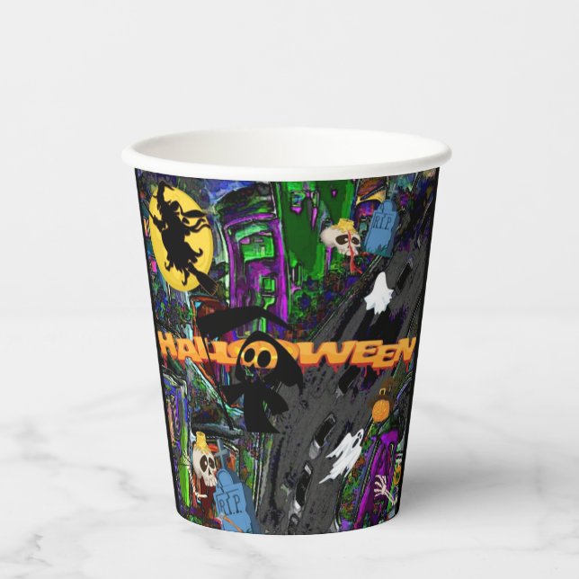 Vasos De Papel Tema de Halloween (Anverso)
