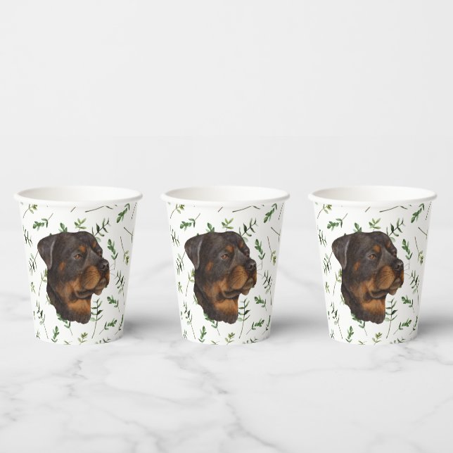 Vasos De Papel Tema de la acuarela de Baby Shower Rottweiler (Multi)
