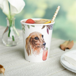 Vasos De Papel Tema de la acuarela de Dachshund