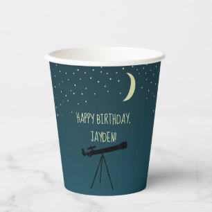 Vasos De Papel Tema de la astronomía del telescopio y el cielo n