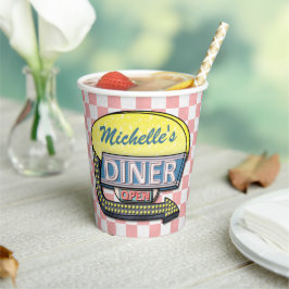 Vasos De Papel Tema de la fiesta de cumpleaños del retro 50 Diner