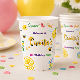Vasos De Papel Tema de limón de verano Cumpleaños de niños 