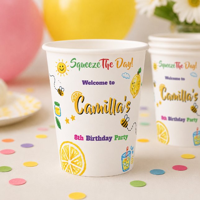Vasos De Papel Tema de limón de verano Cumpleaños de niños  (Subido por el creador)