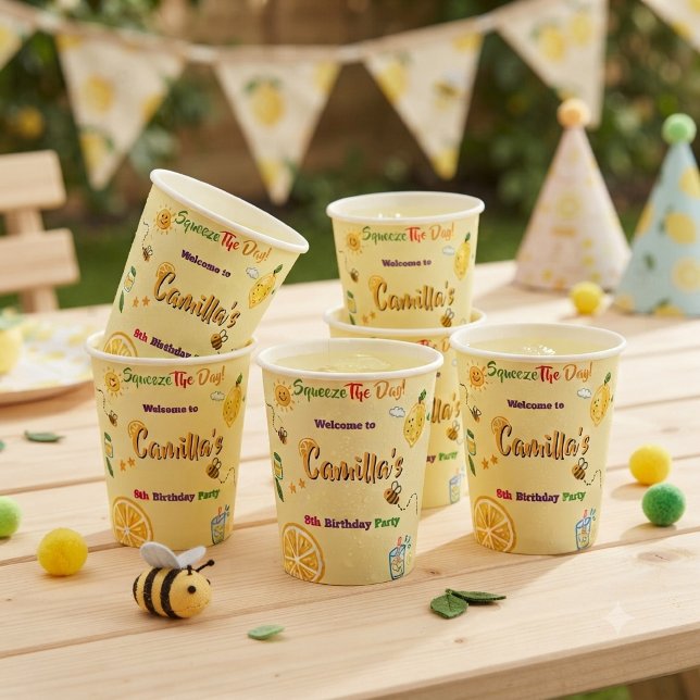 Vasos De Papel Tema de limón para cumpleaños de niños (Subido por el creador)