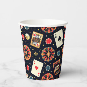 Vasos De Papel tema de patrón de casino sobre negro