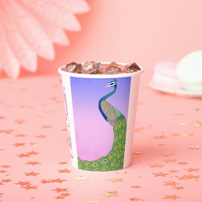 Vasos De Papel Tema de pavo real para ducha de novia elegante (in situ)