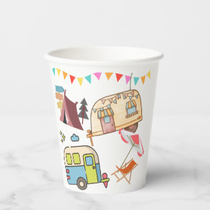 Vasos De Papel Tema de retro camping