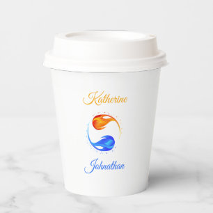 Vasos De Papel Tema del Boda de llama gemela - Blanco-