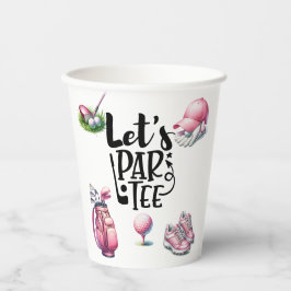 Vasos De Papel Tema del golf rosado para la mujer Fiesta de golf