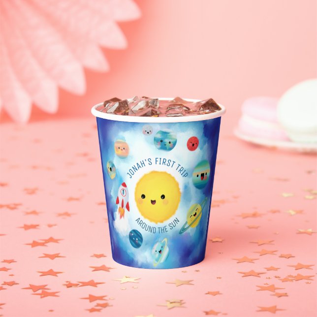 Vasos De Papel Tema espacial Cohete del espacio ultraterrestre Pr (in situ)