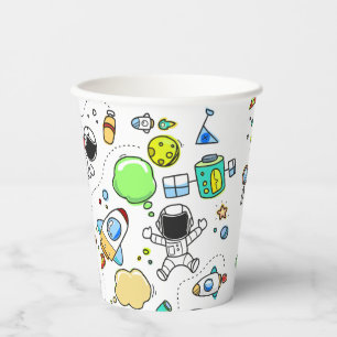 Vasos De Papel Tema espacial de dibujos animados