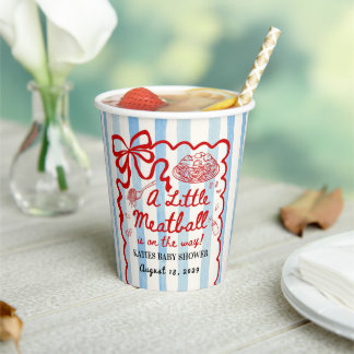Vasos De Papel Tema Italiano Baby Shower Lazo Rojo