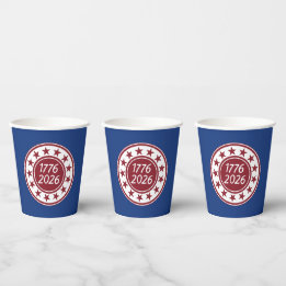 Vasos De Papel Tema Patriótico 1776-2026 para Fiestas