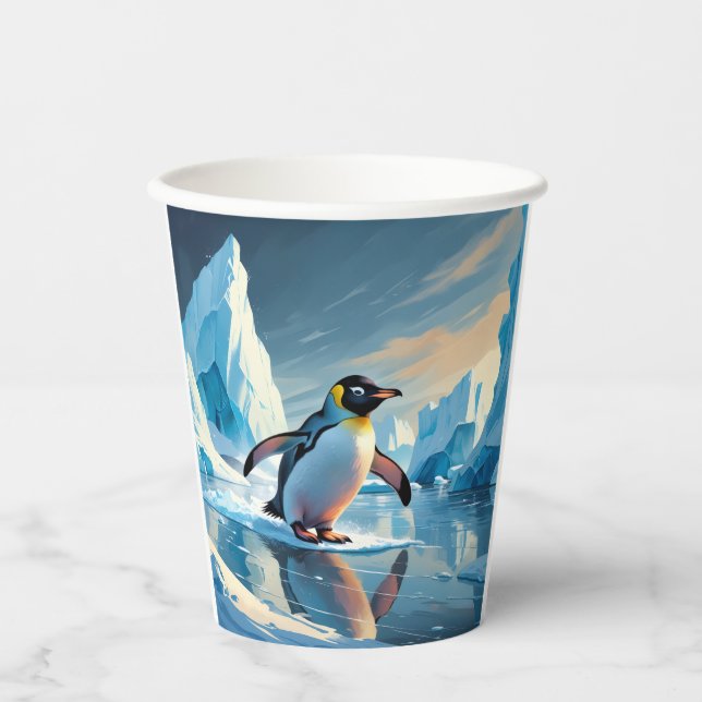 Vasos De Papel Tema pingüino (Anverso)