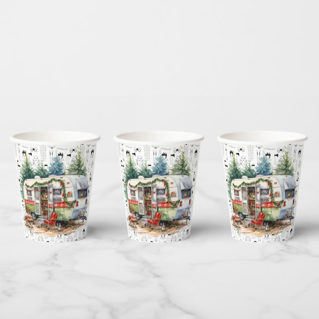 Vasos De Papel Temas de Navidades de campamento (Multi)