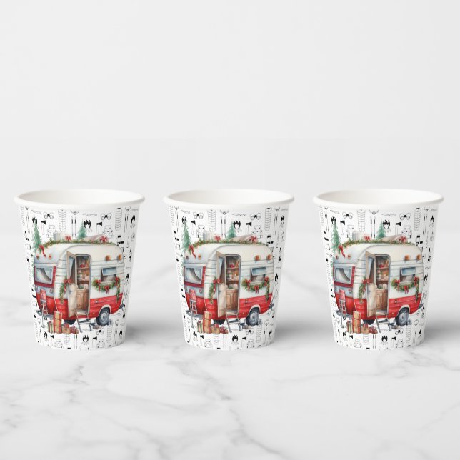 Vasos De Papel Temas de Navidades de campamento (Multi)