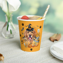 Vasos De Papel Temporada Espeluznante Calabaza Golden Retriever H