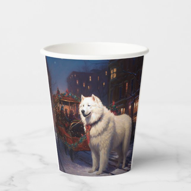 Vasos De Papel Temporada festiva de los Navidades Samoyed (Anverso)