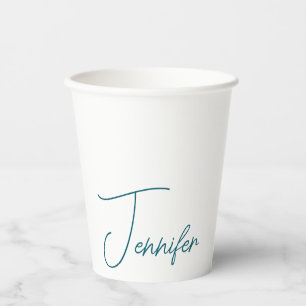 Vasos De Papel Tendencia Verde Teal Oscuro Minimalista Moderno No