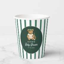 Tennis Preppy Bear Green Strike Baby Shower