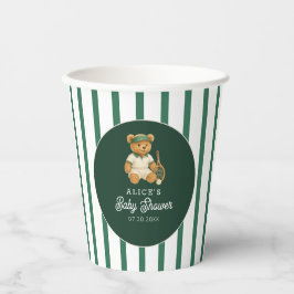 Vasos De Papel Tennis Preppy Bear Green Strike Baby Shower
