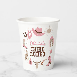 Vasos De Papel Tercer cumpleaños de Rodeo Rosa Occidental Cowboy