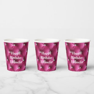 Vasos De Papel Terciopelo Faux Pink cálido