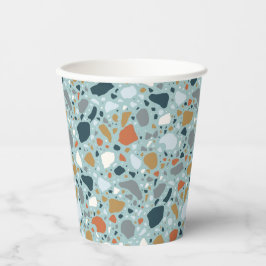 Vasos De Papel Terrazzo En Azul