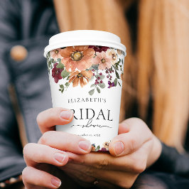 Vasos De Papel Tertracota Naranja Duche de Borgoña Fiestón Floral