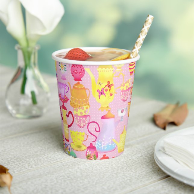 Vasos De Papel Teteras y copas rosadas (in situ)