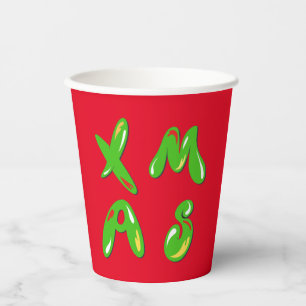 Vasos De Papel Texto de burbuja de navidad