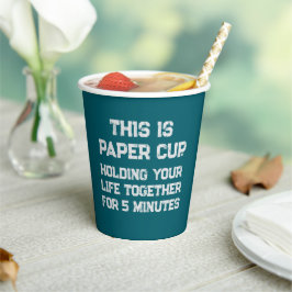 Vasos De Papel Texto de humor Grunge con dibujo de corazón rojo