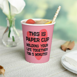 Vasos De Papel Texto de humor Grunge con dibujo de corazón rojo