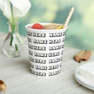 Vasos De Papel Texto de nombre personalizado cumpleaños de patrón