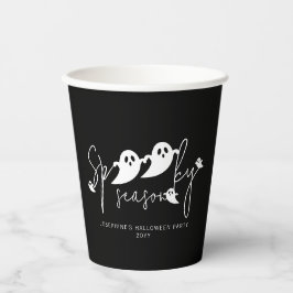 Vasos De Papel Texto de temporada espeluznante fantasmas blancos