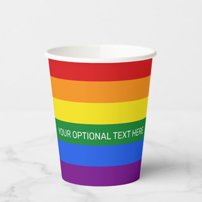 Vasos De Papel Texto del personalizado Bandera arco iris (Izquierda)