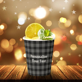 Vasos De Papel Texto personalizado de búfalo gris revestido rústi